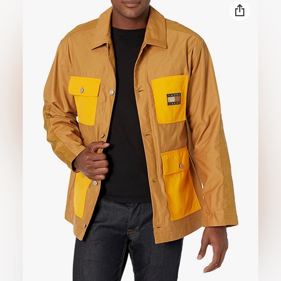 Tommy Hilfiger Tommy Jeans Men's Colorblocked Chore Jacket Size XL Tan & Yellow - Picture 4 of 12